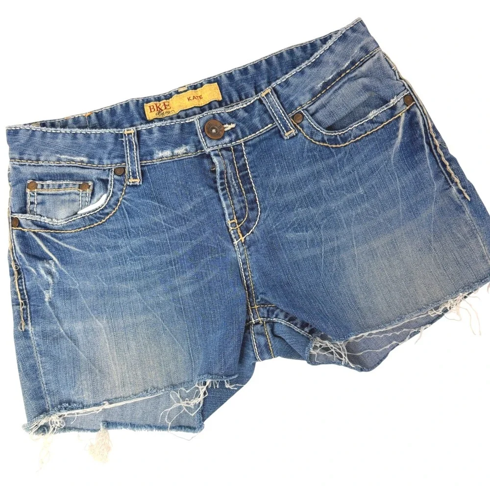 BKE Kate Denim Shorts Womens 30 Distressed Low Rise Cutoff Jean Shorts‎